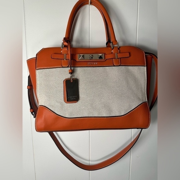 Guess Orange Satchel Top Handle Purse - Picture 3 of 16